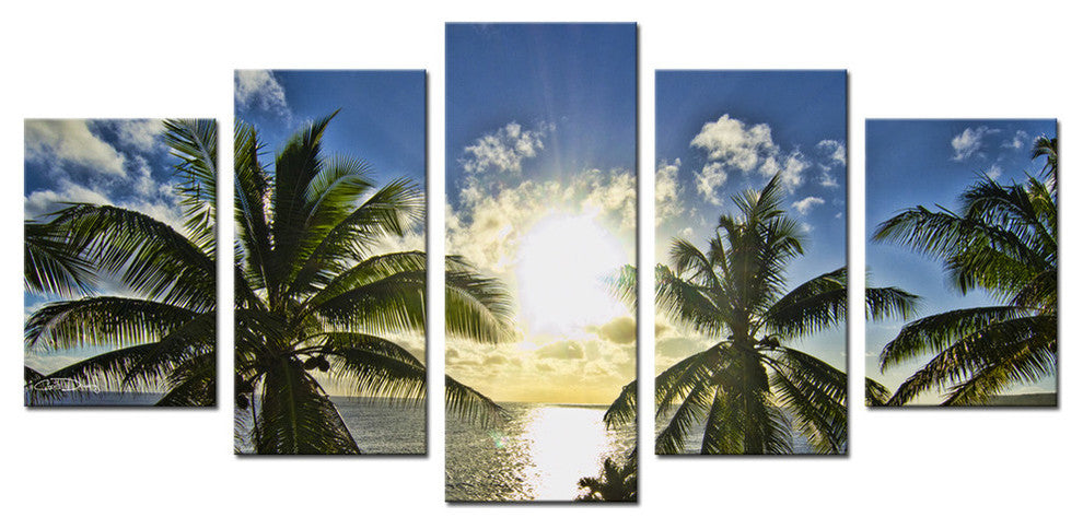 Ready2hangart Chris Doherty 'Niue Palms Sunset' 5-piece Canvas Wall Art