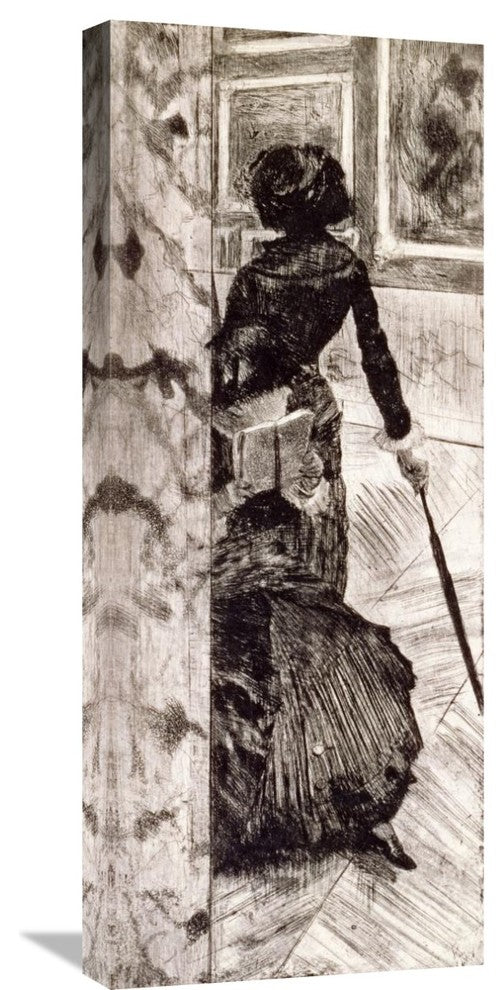 "Mary Cassatt at the Louvre" Stretched Canvas Giclee by Edgar Degas, 23"x30"