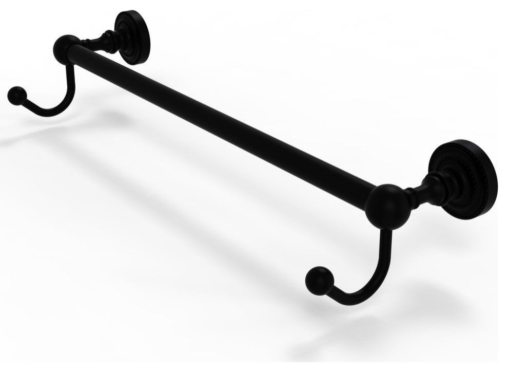 Dottingham 24" Towel Bar with Integrated Hooks, Matte Black