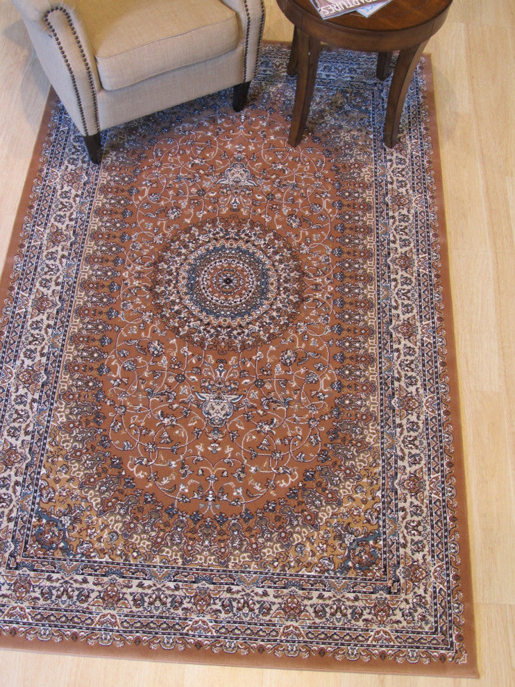 Rust Traditional Oriental Tabriz Area Rug