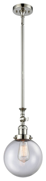 Beacon 1-Light LED Mini Pendant, Polished Nickel, Glass: Clear