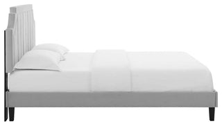Sienna Performance Velvet Full Platform Bed, Light Gray