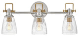 Hinkley Easton 24" Three Light Bath Vanity, Polished Nickel + Heritage Brass