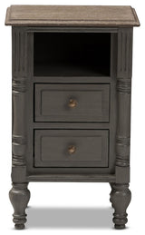 Noemie Country Cottage Farmhouse Brown 2-Drawer Nightstand