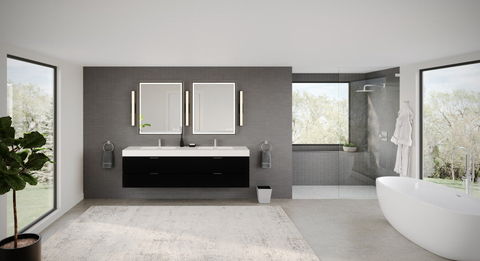 Boutique Bath Vanity, Black, 80", Single Sink, Freestanding