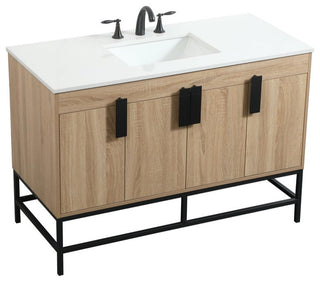 Home Living 22" Modern Mango Wood-Light Bathroom Vanity