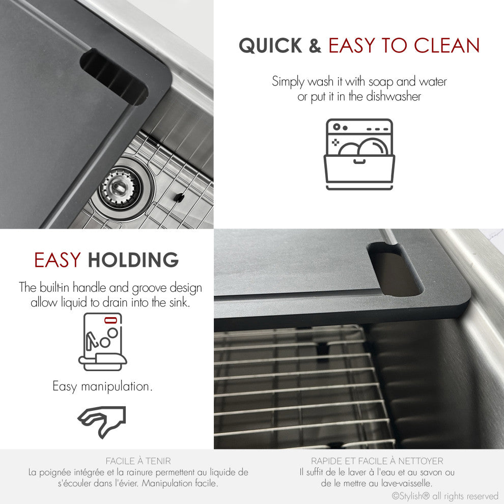 STYLISH Workstation Sink Black Cutting Board A-917