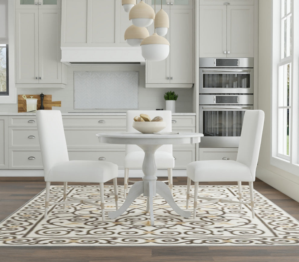 Fairview 36" Round Pedestal Dining Table, Whitewash