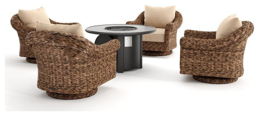 Cayman 5 Piece Fire Pit Chat Set, Heritage Brown