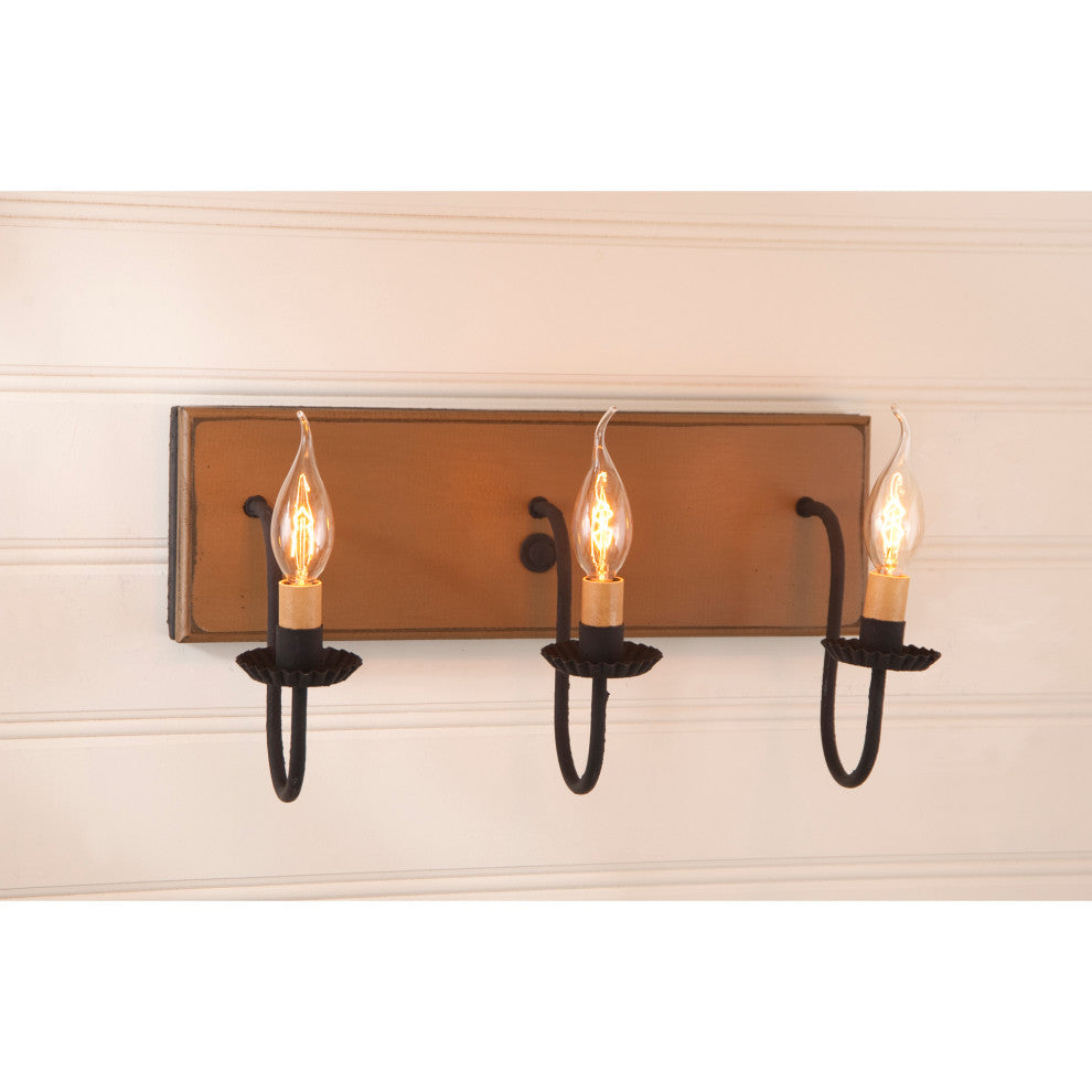 Three Arm Vanity Light in Sturbridge Mustard