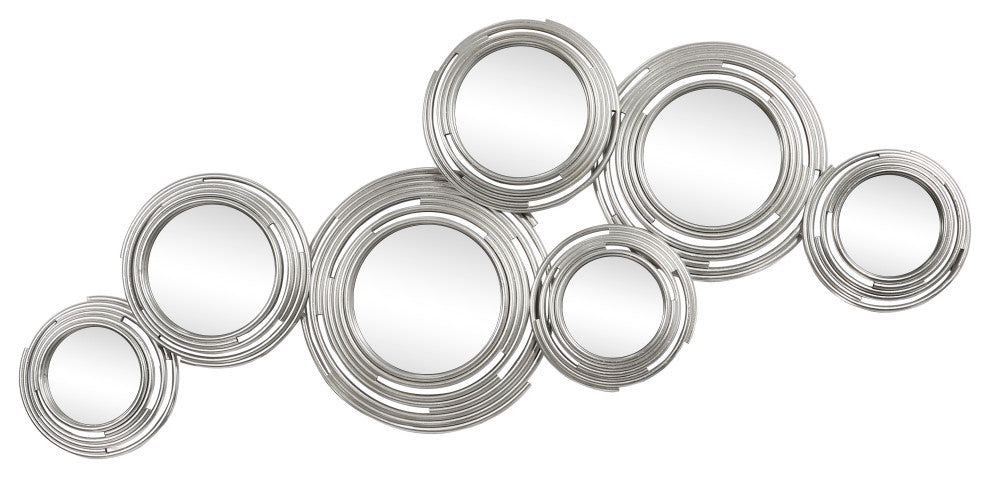 "Ascending Reflection" Circle Array Mirrors in Metal Foiled Frame