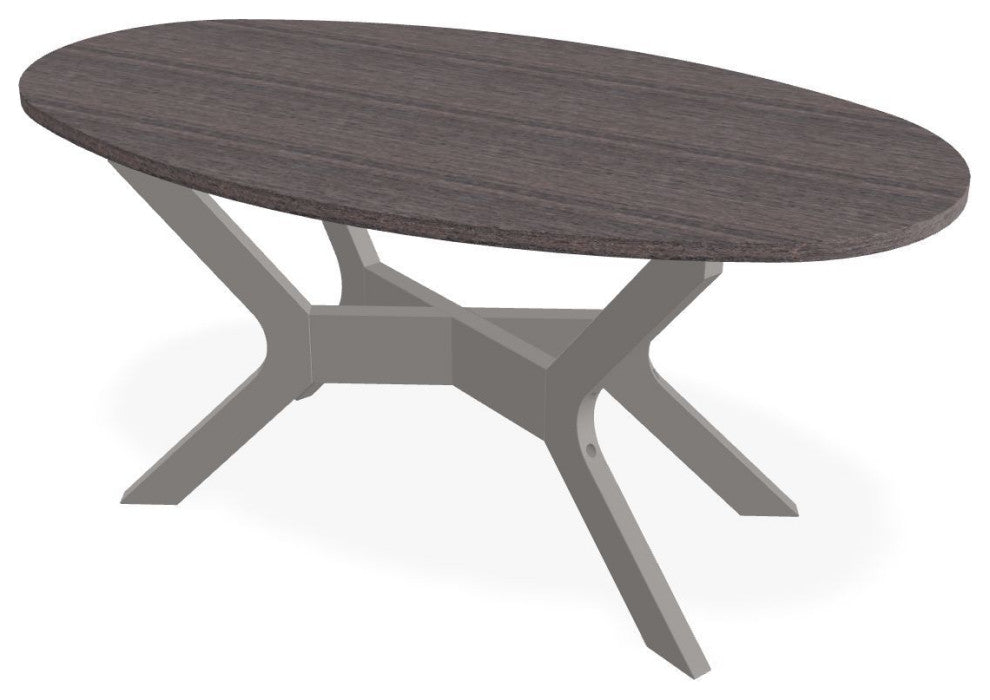 24" x 42" Oval Rustic Outdoor Coffee Table, Warm Gray
