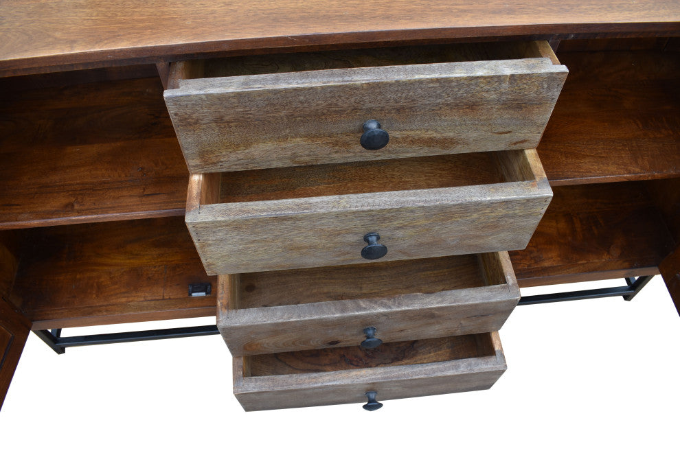 Natal Mango Wood Bathroom Linen Cabinet With 4 Drawers and 2 Doors