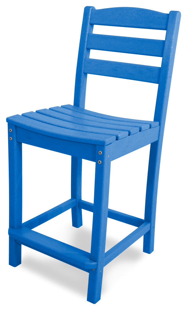 POLYWOOD La Casa Cafe Counter Side Chair, Pacific Blue