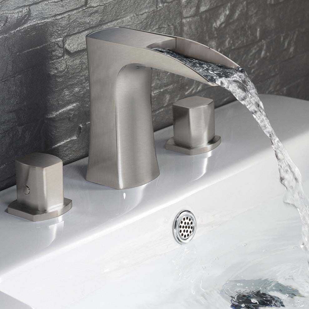 Fresca Fortore Widespread Mount Bathroom Vanity Faucet, Brushed Nickel