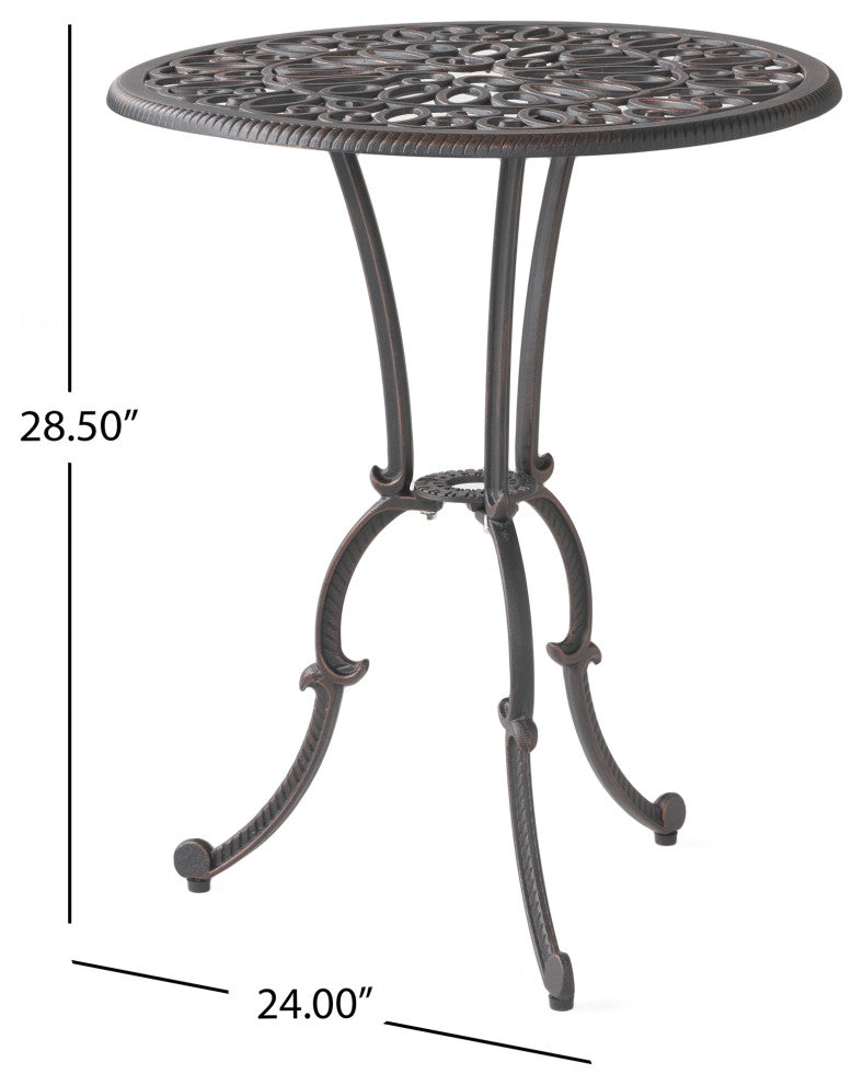 GDF Studio 3-Piece Andover Outdoor Copper Cast Aluminum Bistro Set