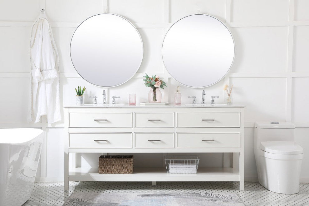 Sally 72" Double Bathroom Vanity, White