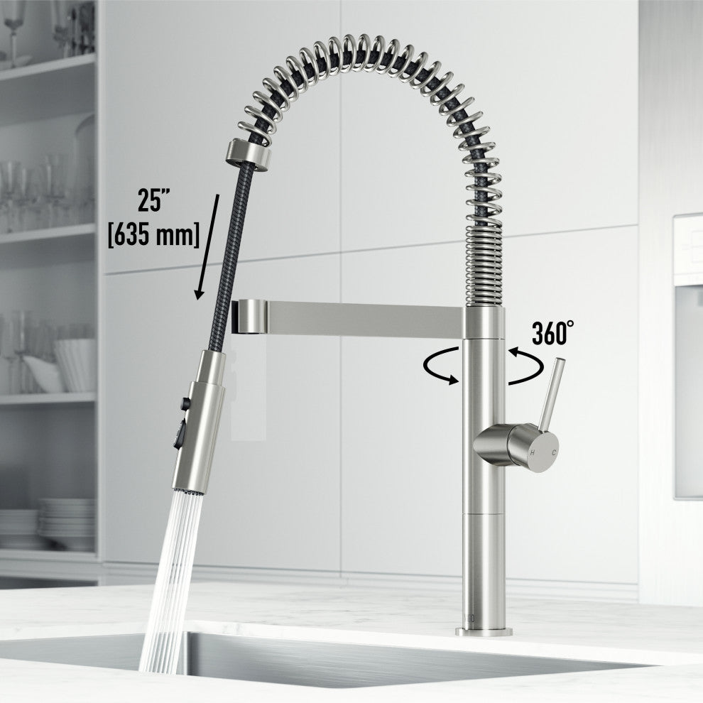 VIGO Edison Pro 20" H Single Handle Pull-Down Sprayer Kitchen Faucet, Stainless Steel