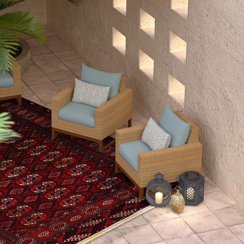 Mili 2 Piece Sunbrella Outdoor Patio Club Chairs, Spa Blue