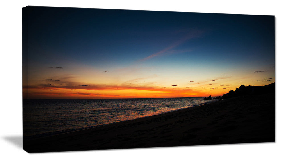 Sunset Over Beach in Cabo St.Lucas, Landscape Canvas Art Print, 60"x28"