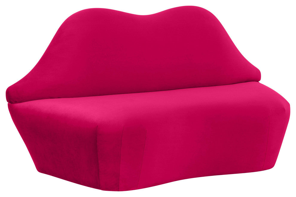 Lips Hot Pink Velvet Settee