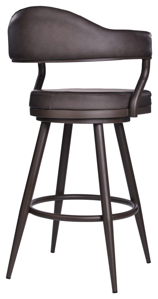 Darrel 26" Counter Stool, Brown Powder Coated and Vintage Brown Faux Leather