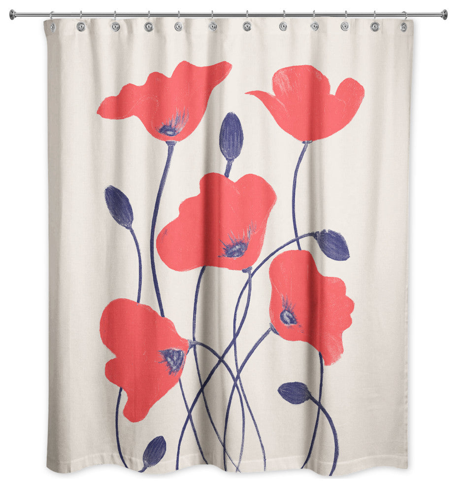 Simple Red Poppies 71x74 Shower Curtain