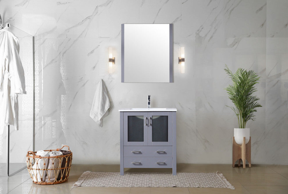 Volez Transitional Dark Grey 30" Single Vanity Set