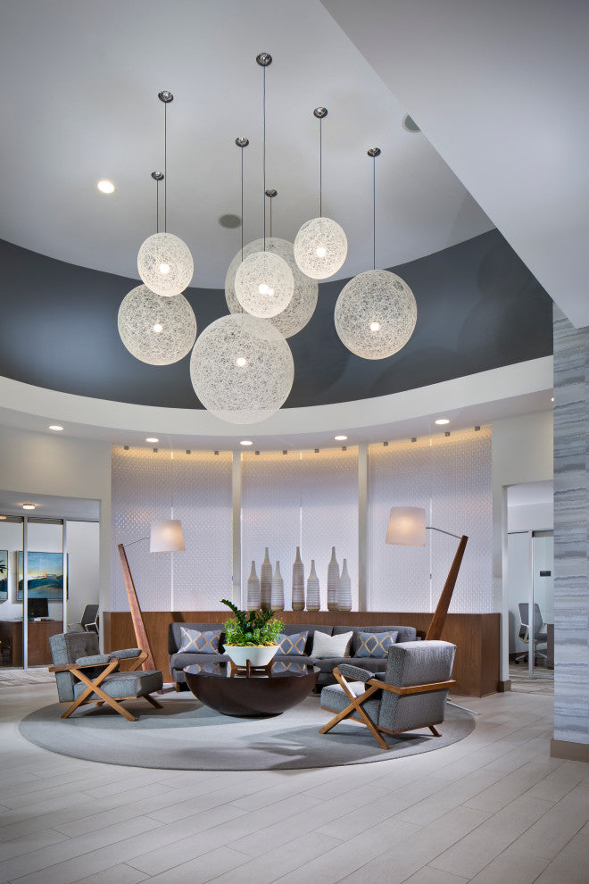 Silva Giant LED Floor Lamp, Oiled Walnut, White Linen