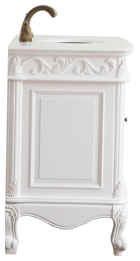 42" Single Bathroom Vanity, Antique White With Ivory White Engineered Marble