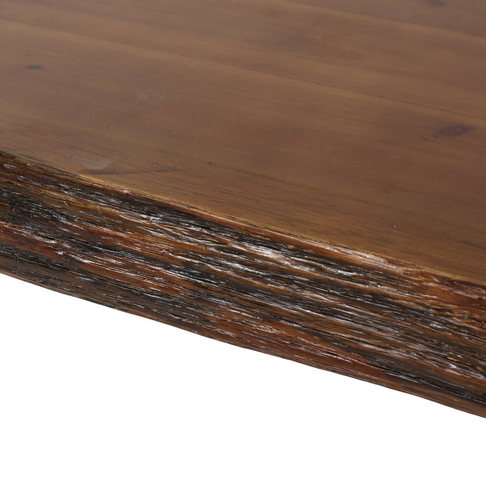 GDF Studio Aneissa Faux Live Edge Rectangular Dining Table, Natural/Black
