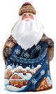 Starlight Puppy Santa, Woodcarved Figurine