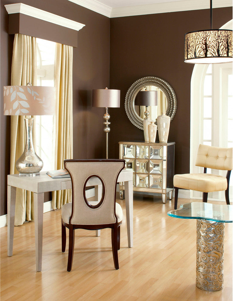 Hollis LED Floor Lamp In Antique Mercury Glass And Polished Nickel