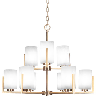 Atlas 9-Light Chandelier, New Age Brass/White Marble