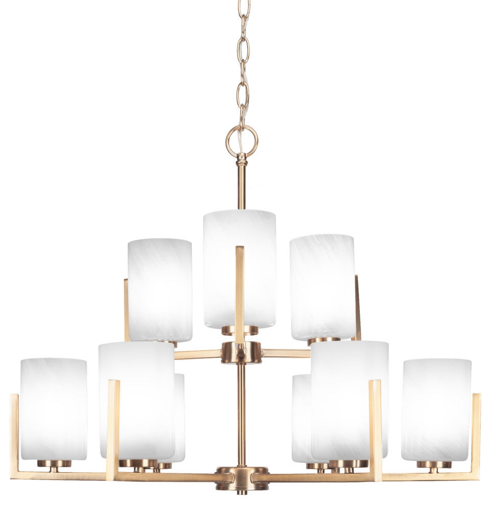 Atlas 9-Light Chandelier, New Age Brass/White Marble