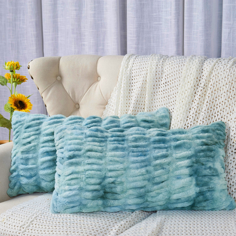 Shar Pei Faux Fur Pillow Shell Set, Trellis, 2 Piece Lumbar, 14"x26"