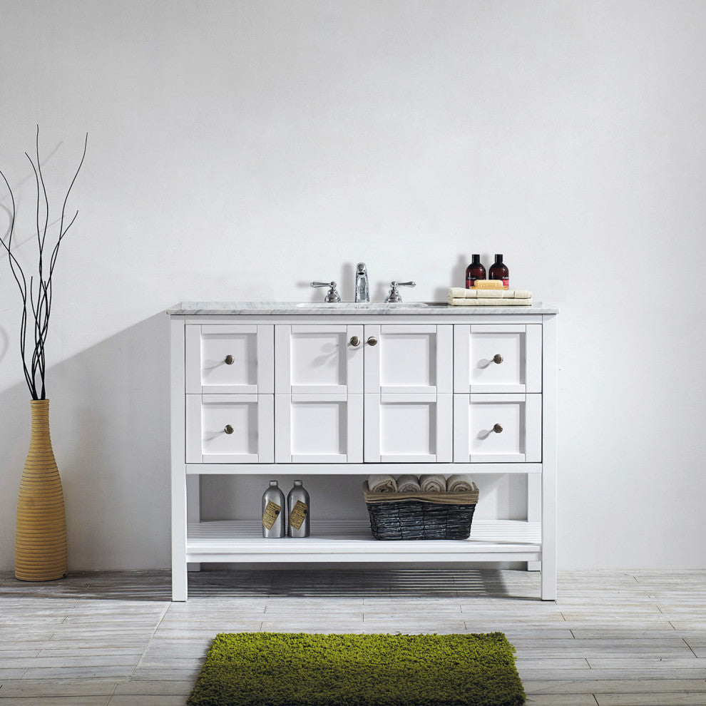 Florence 48" Single Vanity, White, Without Mirror