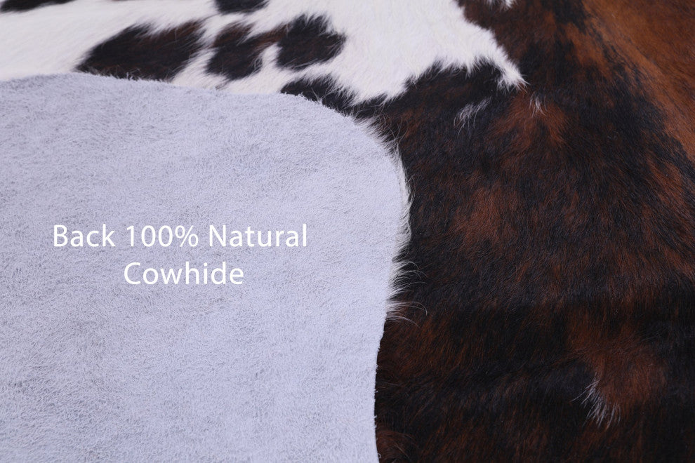 6' 7" X 5' 1" Tricolor Natural Cowhide Rug C1975