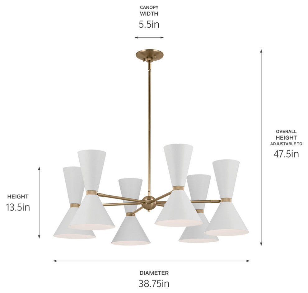 Phix 12 Light Chandelier 1 Tier Medium, Champagne Bronze and White