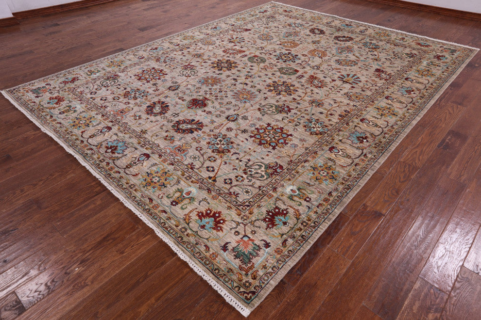 9' 1" X 12' 1" Persian Tabriz Hand Knotted Wool Rug Q11310