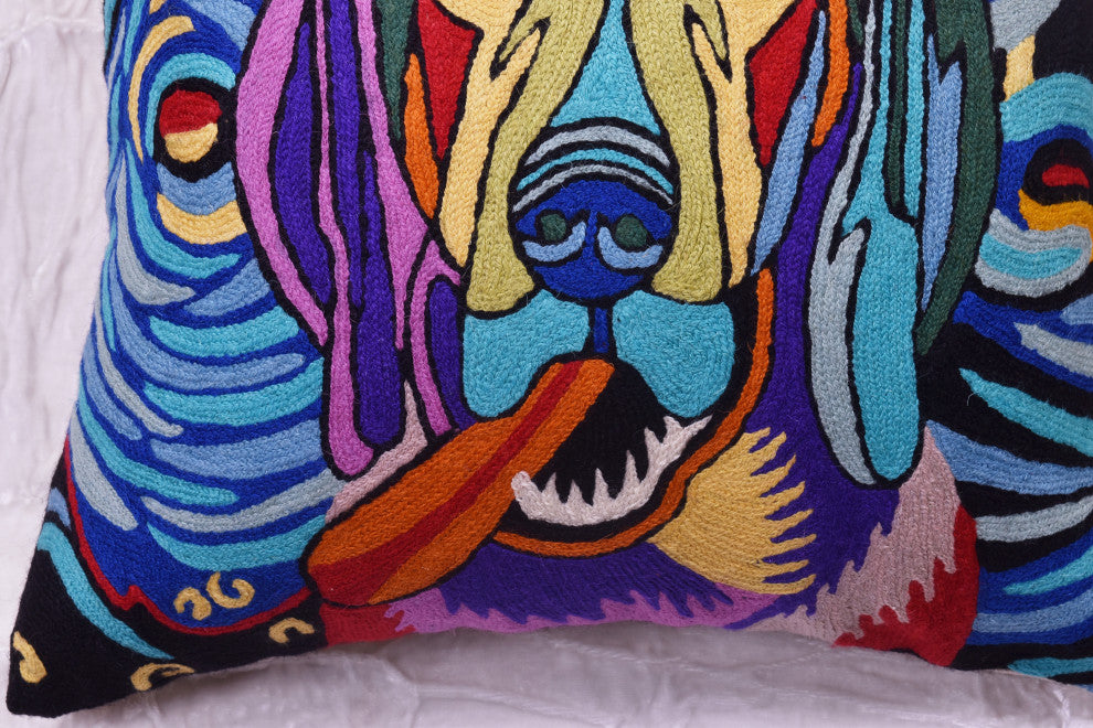 Picasso Dog Pillow Cover Starry Night Dog Pillowcase Hand Embroidered 18x18