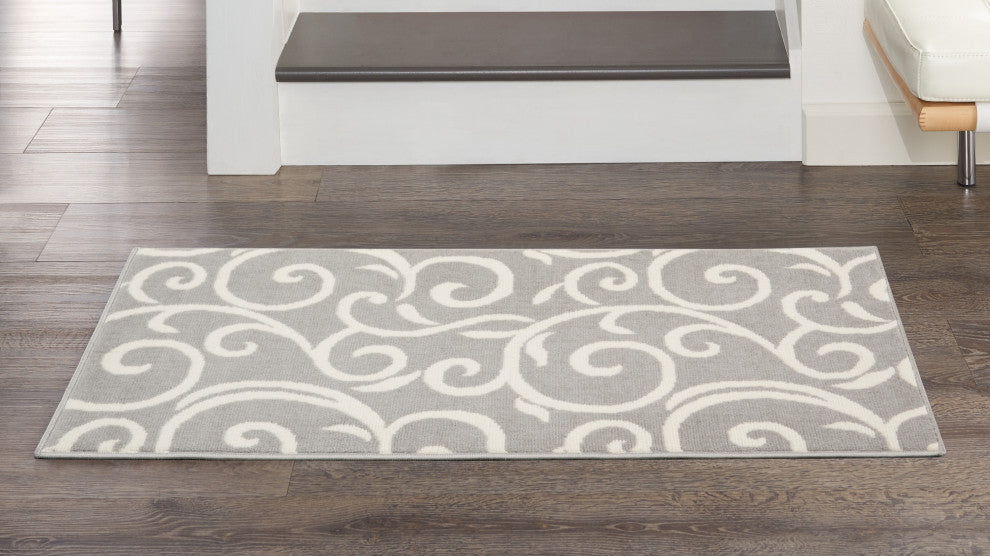 Nourison Grafix 2' x 4' Grey Contemporary Indoor Area Rug