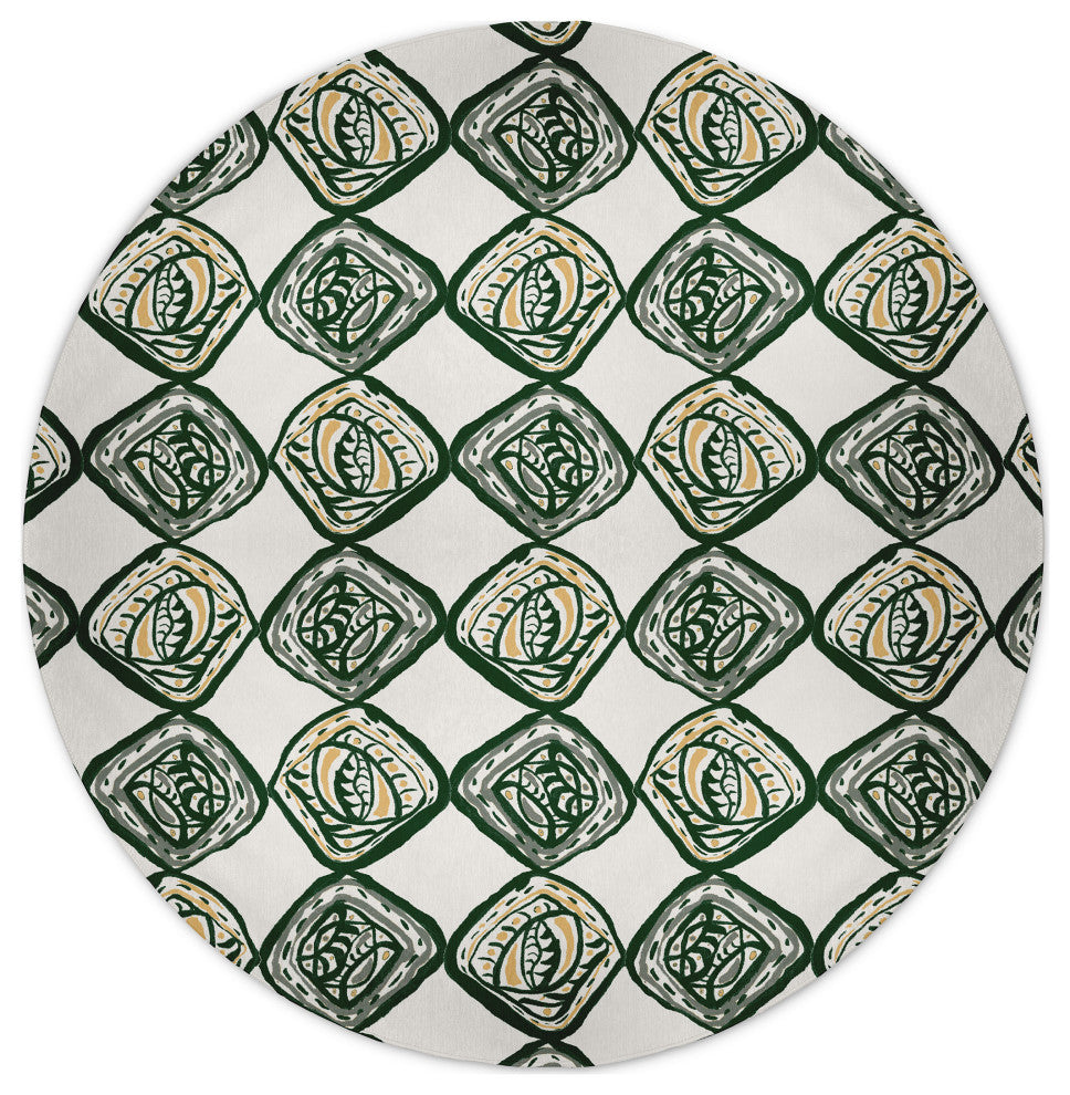 Cowry Check II Rug Rug, Green, 5' Round