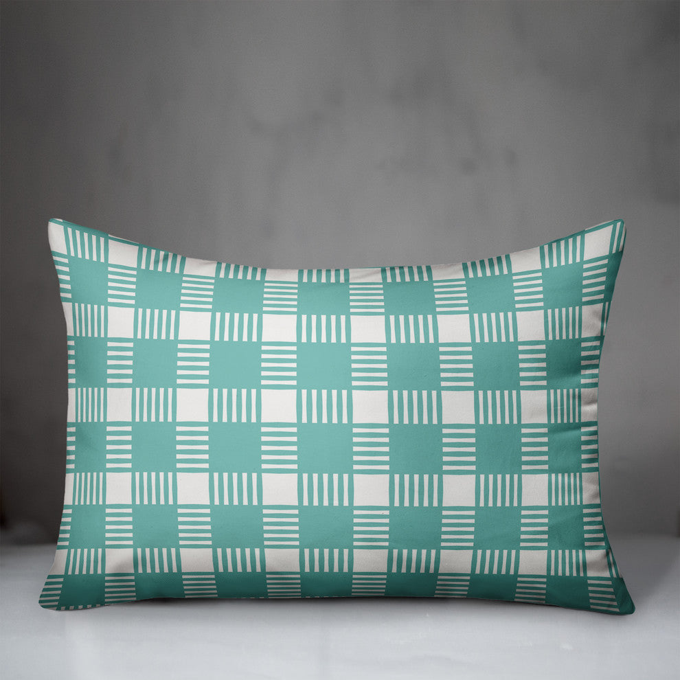 Blue Plaid Throw Pillow