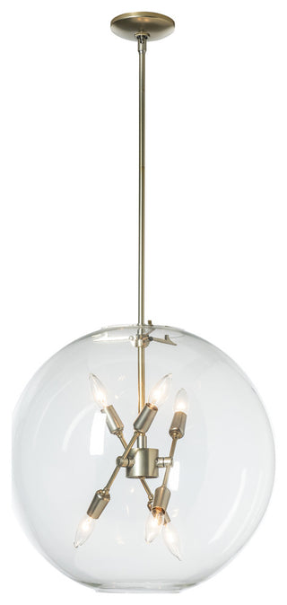 Sfera 6-Light Pendant, Modern Brass Finish, Clear Glass