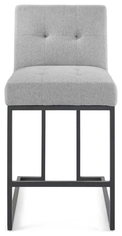Counter Stool Chair, Fabric, Metal, Black Gray, Modern, Bar Pub Cafe Bistro