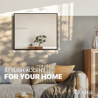 Eviva Black 36" x 30" Rectangular Black Metal Framed Mirror