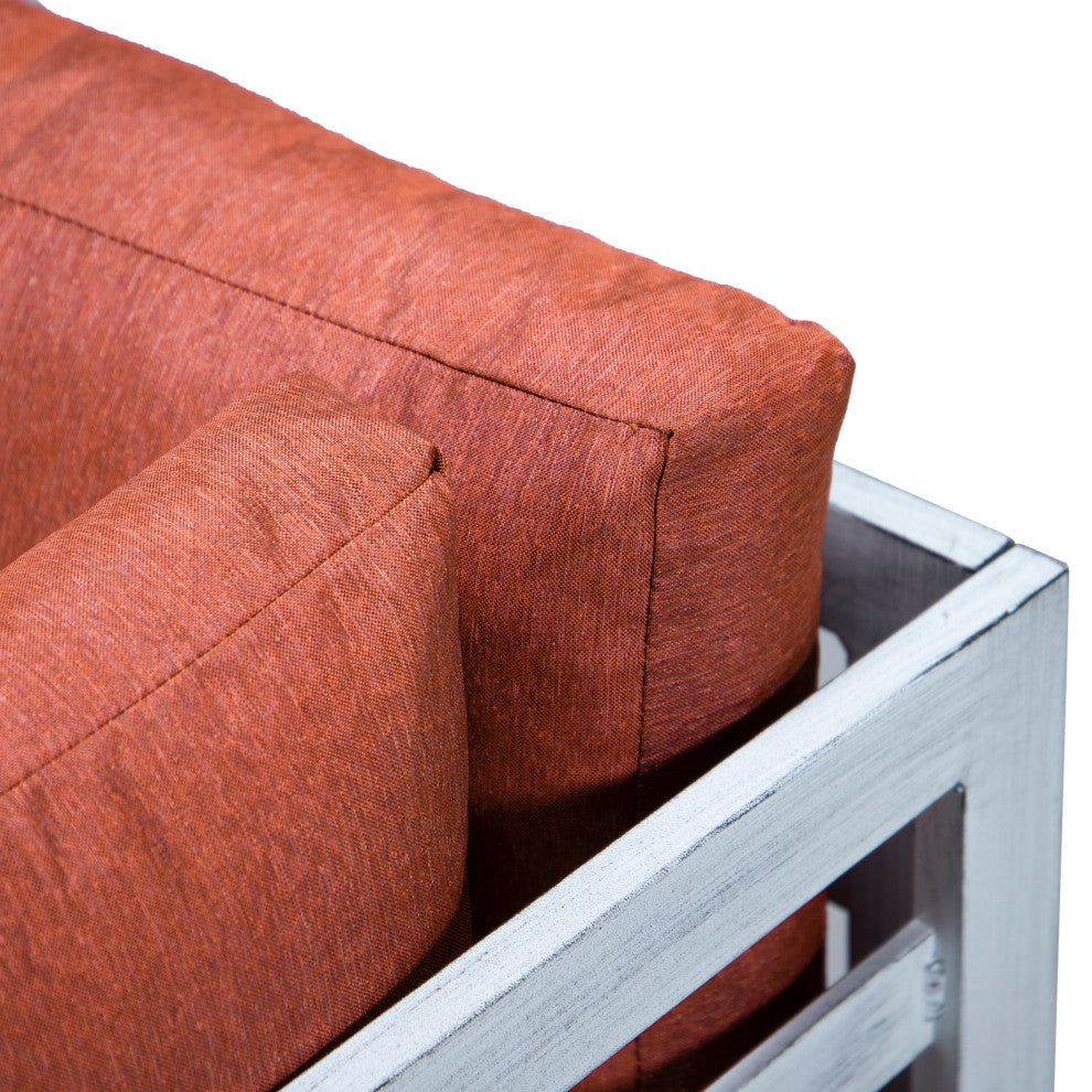 LeisureMod Chelsea 7-Piece Gray Patio Sectional With Coffee Table, Orange