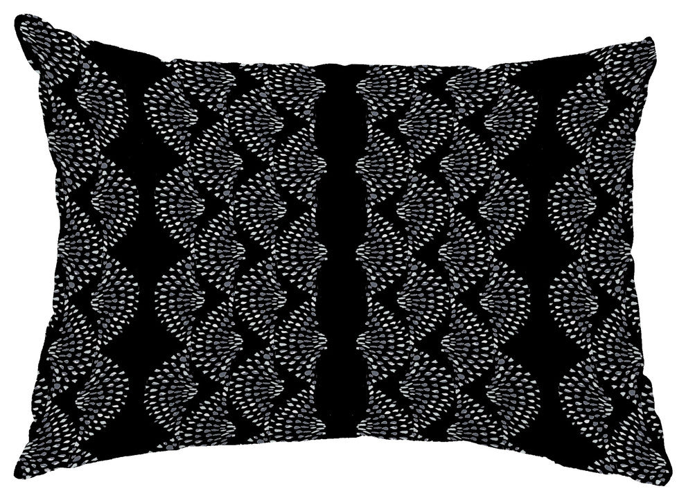 Dotted Decor 14"x20" Stripe Print Decorative Outdoor Throw Pillow, Black