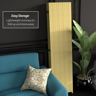 6' Tall Woven Fiber Room Divider, 6 Panel, Dark Beige